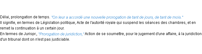 Définition prorogation ACAD 1835