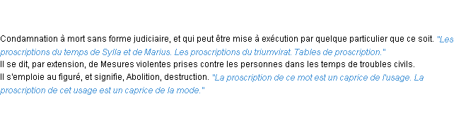 Définition proscription ACAD 1835