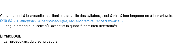 Définition prosodique Emile Littré