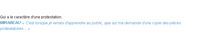 Définition protestatoire Emile Littré