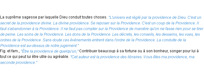 Définition providence ACAD 1835