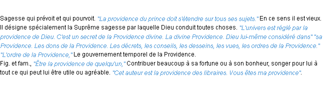 Définition providence ACAD 1932