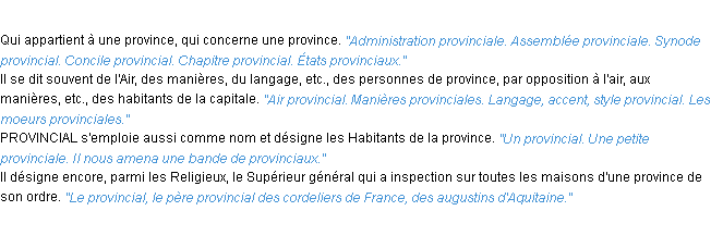 Définition provincial ACAD 1932