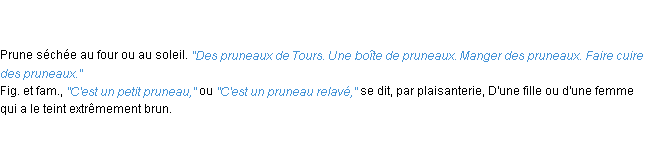 Définition pruneau ACAD 1835