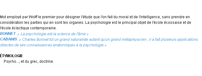 Définition psychologie Emile Littré