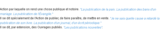 Définition publication ACAD 1932