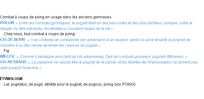 Définition pugilat Emile Littré