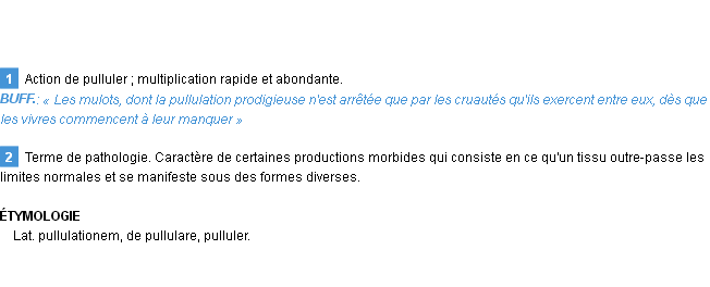 Définition pullulation Emile Littré