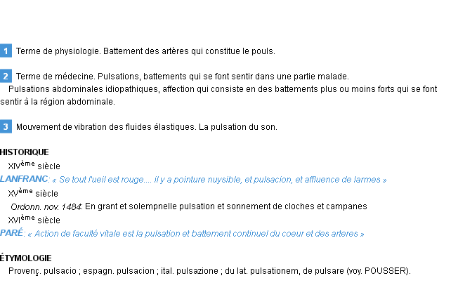 Définition pulsation Emile Littré