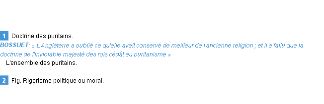 Définition puritanisme Emile Littré