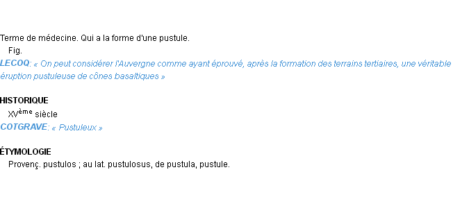 Définition pustuleux Emile Littré