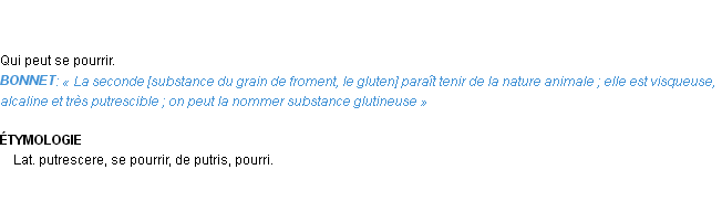 Définition putrescible Emile Littré