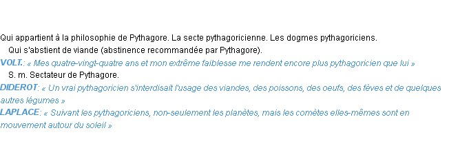 Définition pythagoricien Emile Littré