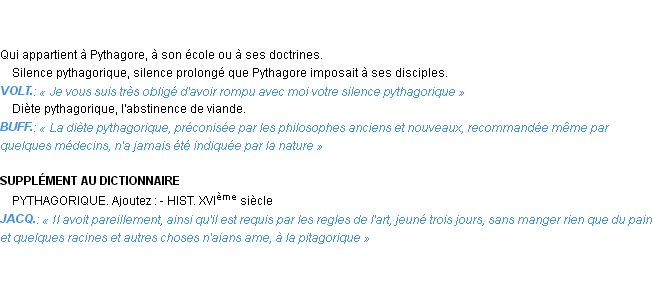 Définition pythagorique Emile Littré