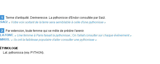 Définition pythonisse Emile Littré