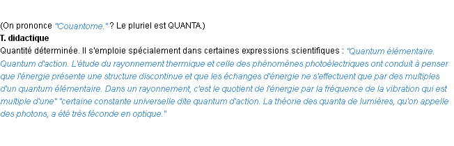 Définition quantum ACAD 1932