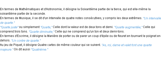 Définition quarte ACAD 1932