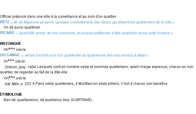 Définition quartenier Emile Littré