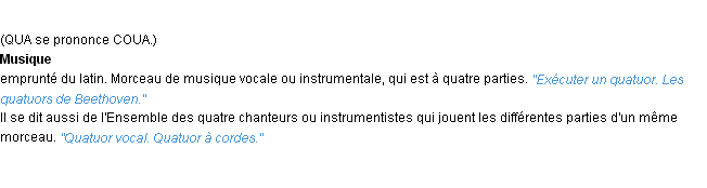 Définition quatuor ACAD 1932