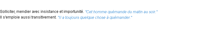 Définition quémander ACAD 1932