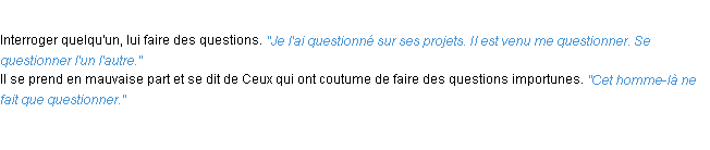 Définition questionner ACAD 1932