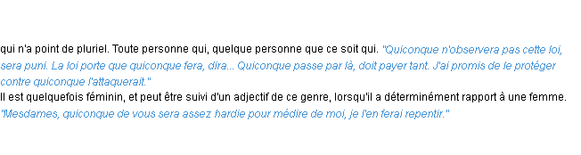 Définition quiconque ACAD 1835