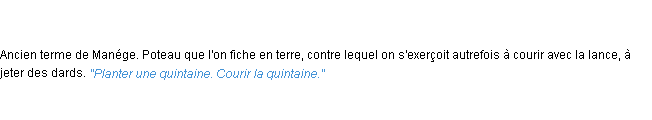 Définition quintaine ACAD 1762