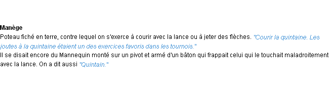 Définition quintaine ACAD 1932