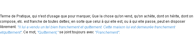 Définition quittement ACAD 1798