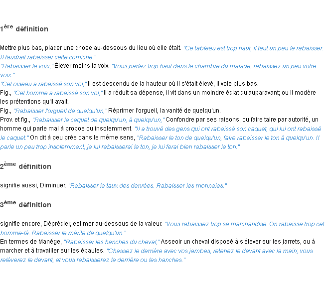 Définition rabaisser ACAD 1835