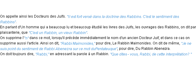 Définition rabbin ACAD 1798