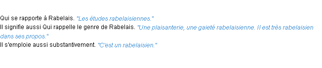 Définition rabelaisien ACAD 1932