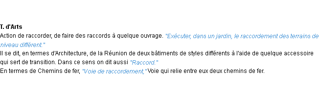 Définition raccordement ACAD 1932