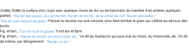 Définition racler ACAD 1932