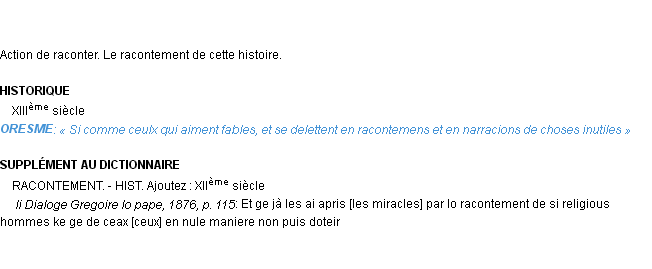 Définition racontement Emile Littré