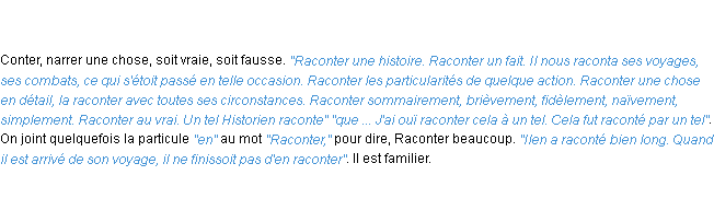 Définition raconter ACAD 1798