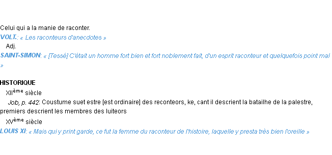 Définition raconteur Emile Littré