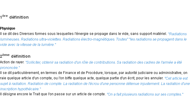 Définition radiation ACAD 1932