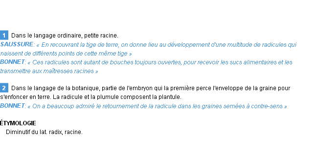Définition radicule Emile Littré