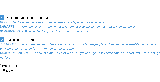 Définition radotage Emile Littré