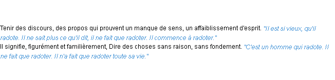 Définition radoter ACAD 1835