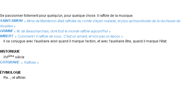 Définition raffoler Emile Littré