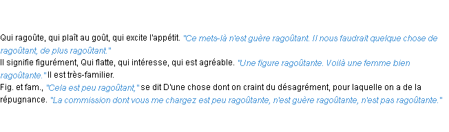 Définition ragoûtant ACAD 1835