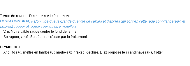 Définition raguer Emile Littré