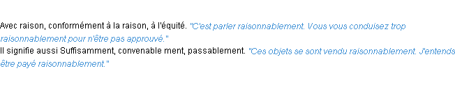 Définition raisonnablement ACAD 1932