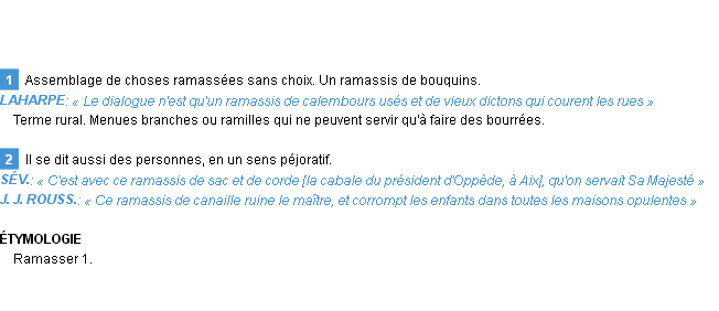 Définition ramassis Emile Littré