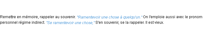 Définition ramentevoir ACAD 1835