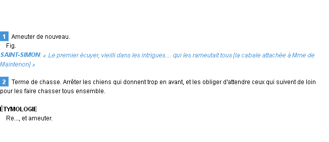 Définition rameuter Emile Littré