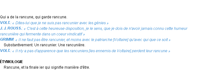 Définition rancunier Emile Littré