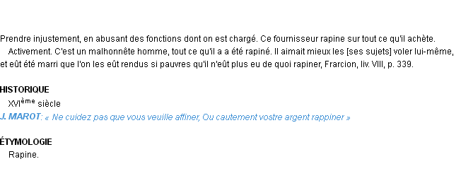 Définition rapiner Emile Littré